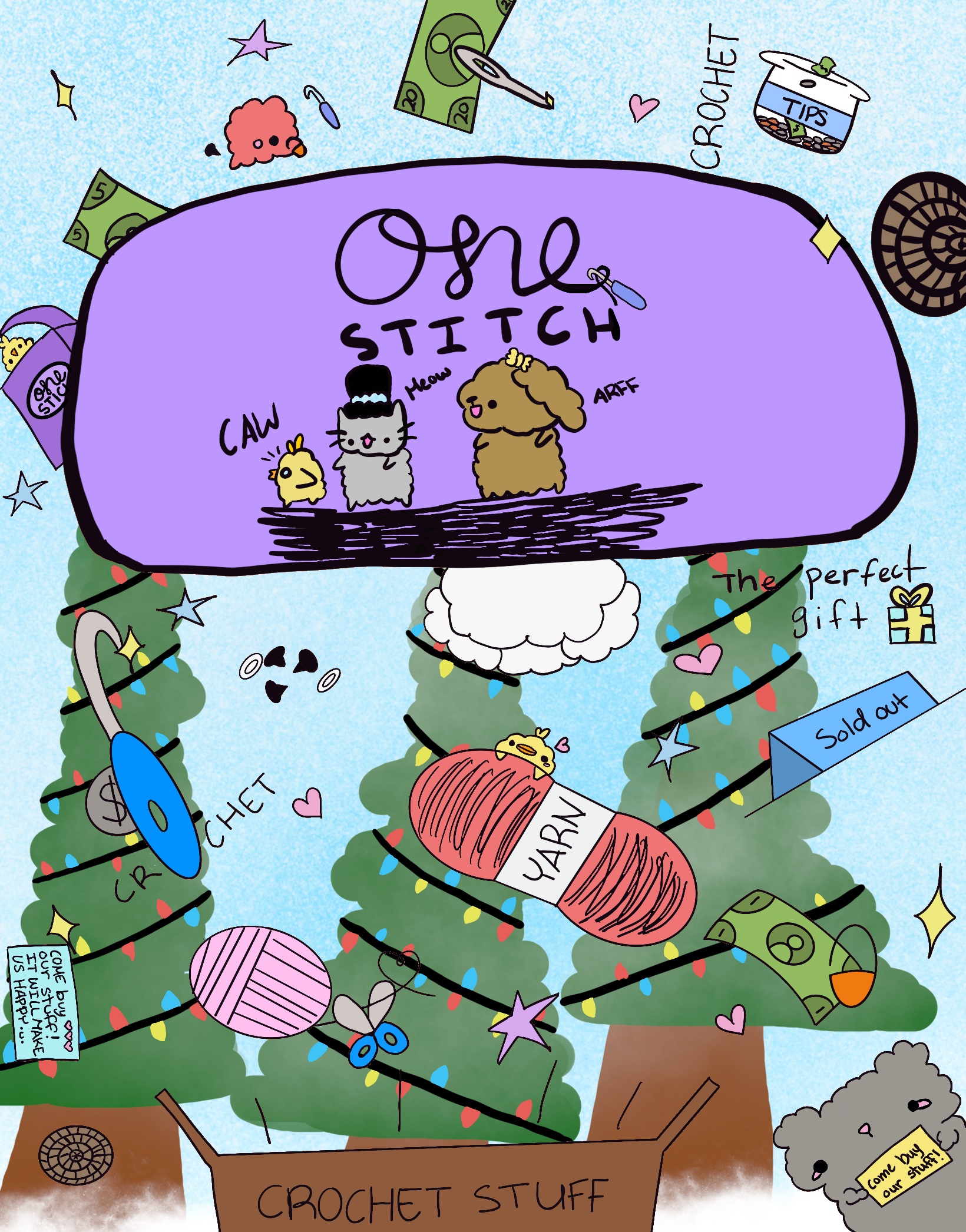 Crocheted stuffed animals